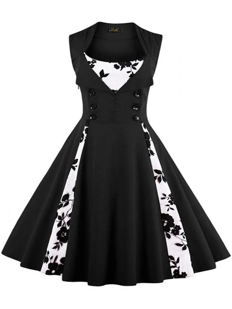 S-5XL Women Robe Retro Vintage Dress 50s 60s Rockabilly Dot Swing Pin Up Summer Party Dresses Elegant Tunic Vestidos Casual
