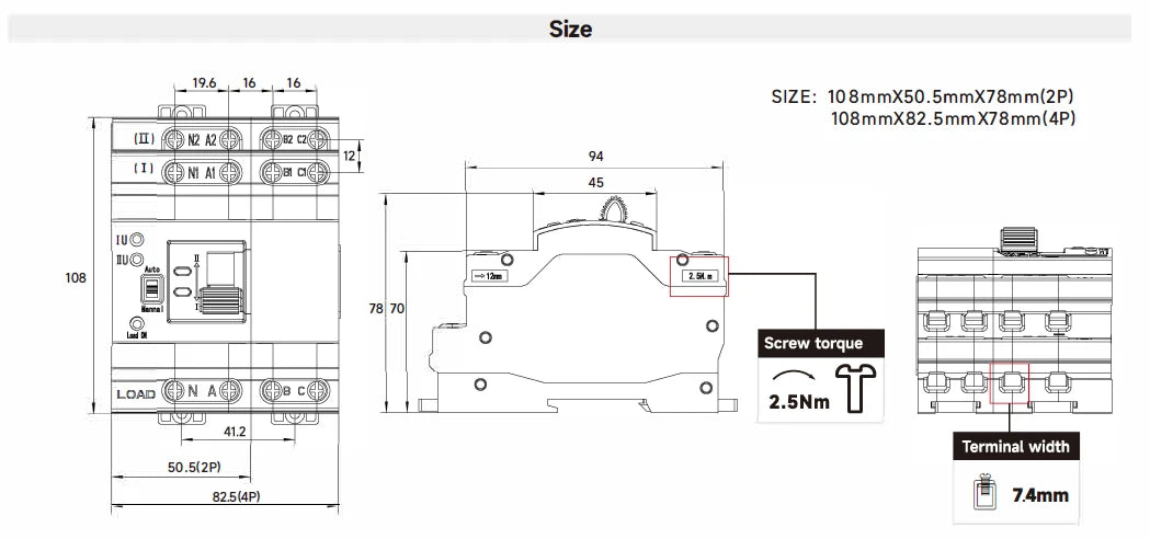 GEYA G2R Din Rail 2P 4P ATS Dual Power Automatic Transfer Switch Electrical Selector Switches Uninterrupted Power 25A 40A 63A