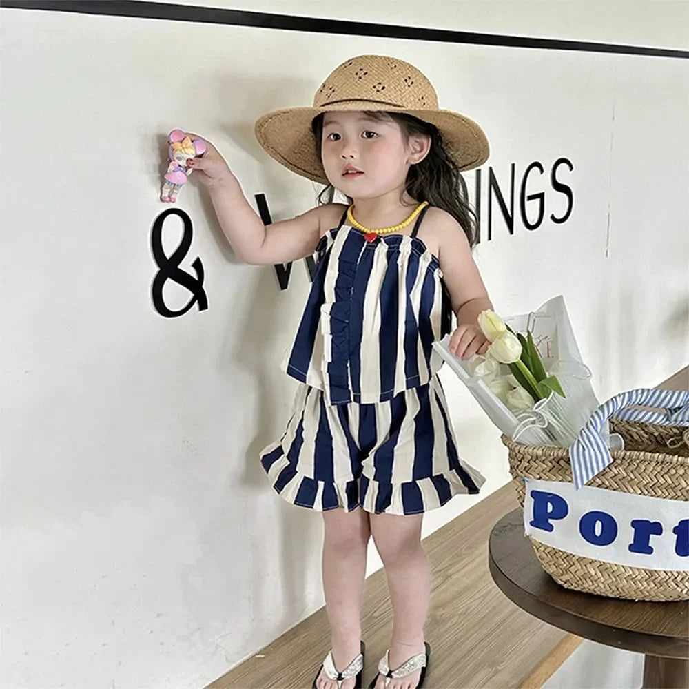 Kids Girls Clothing Sets Summer New Style Brand  Baby Short Sleeve T-Shirt+Pant Dress 2Pcs Children Clothes Suits