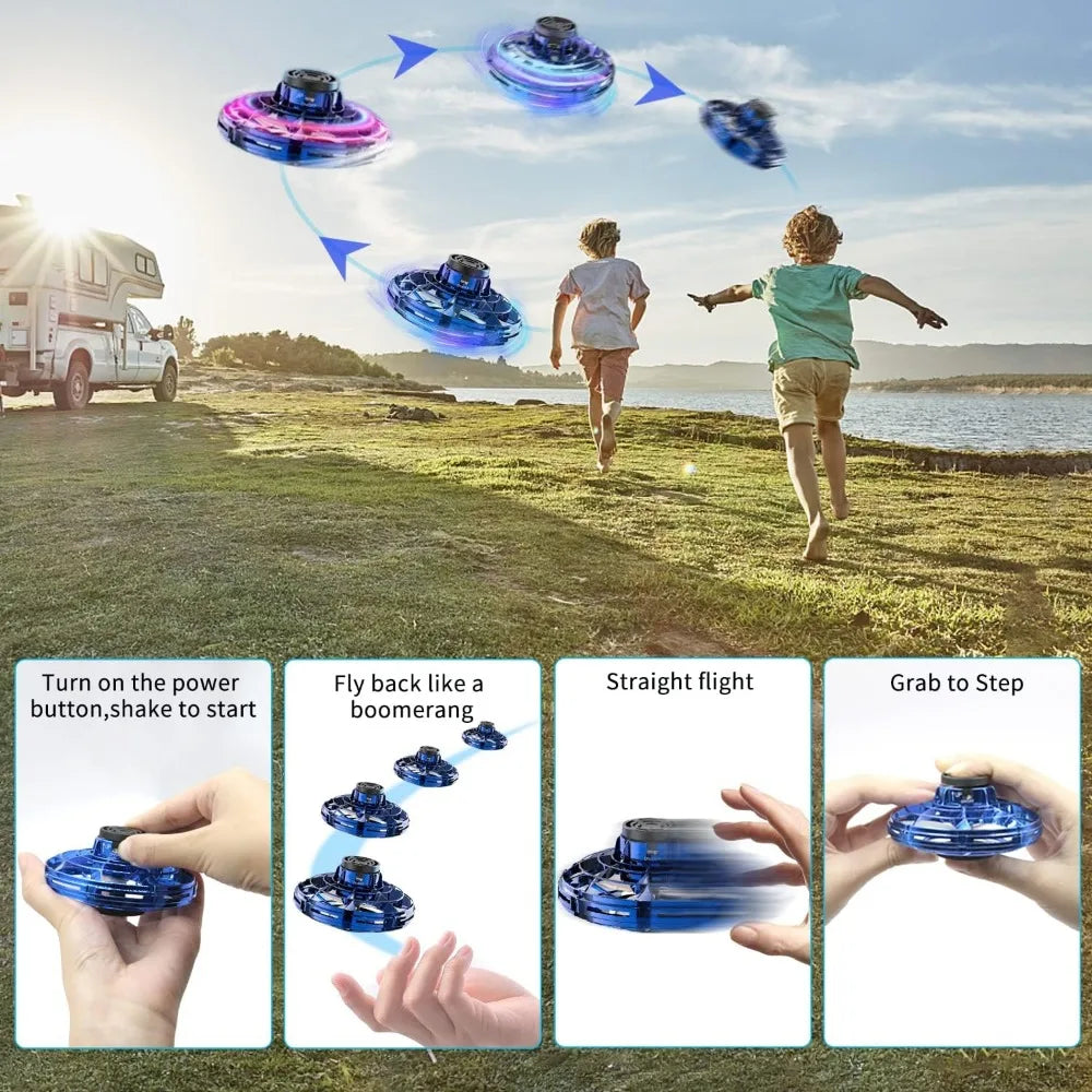 Flying Spinner UFO Mini Drone,Flying Spinner Hand Operated Drones Indoor Outdoor Cool Stuff Mini Drones Toys Birthday Gifts