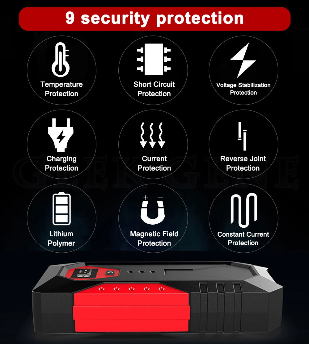 GKFLY 18000mAh Car Jump Starter Portable Power Bank Car Battery Booster 12V Car Starting Device for Petrol  6.0L Diesel 4.0L