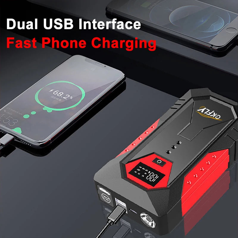 GKFLY 18000mAh Car Jump Starter Portable Power Bank Car Battery Booster 12V Car Starting Device for Petrol  6.0L Diesel 4.0L