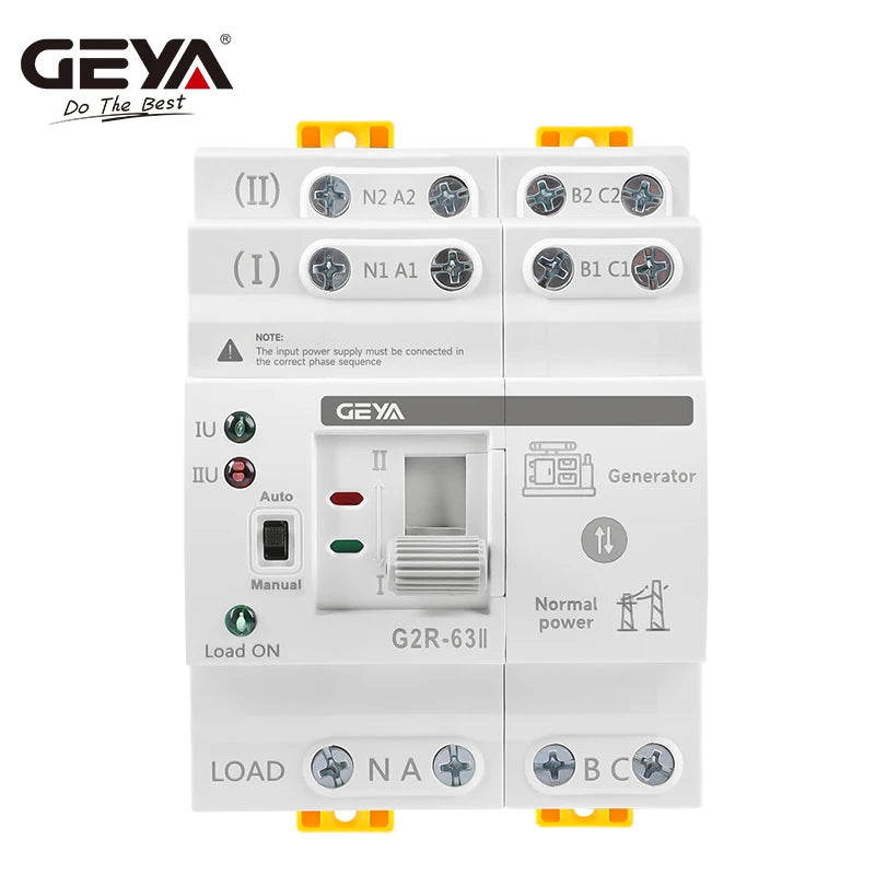 GEYA G2R Din Rail 2P 4P ATS Dual Power Automatic Transfer Switch Electrical Selector Switches Uninterrupted Power 25A 40A 63A