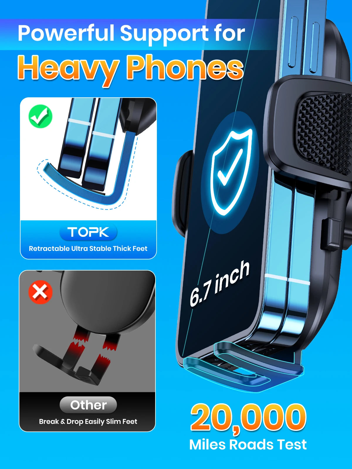 TOPK Car Phone Holder Mount for IPhone[Powerful Suction] Phone Mount for Car Dashboard Car Accessories Automobile for Smartphone