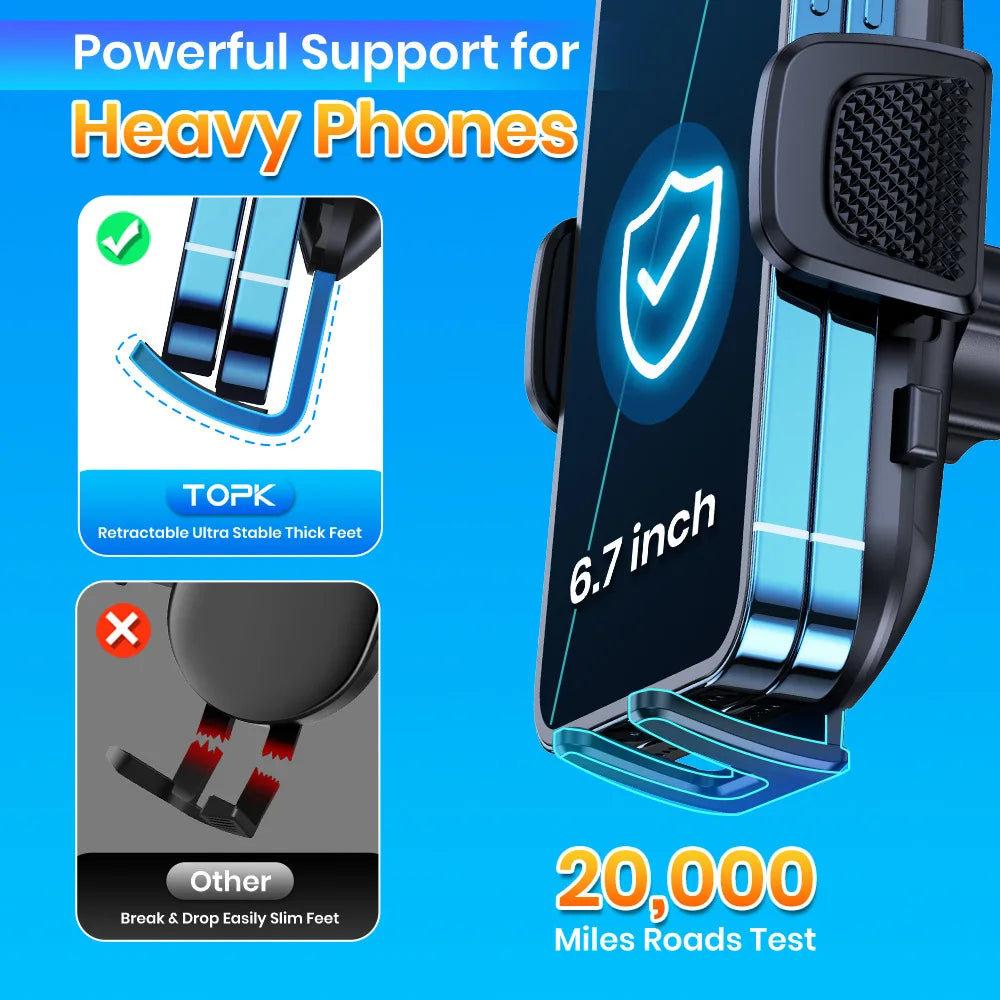 TOPK Car Phone Holder Mount for IPhone[Powerful Suction] Phone Mount for Car Dashboard Car Accessories Automobile for Smartphone