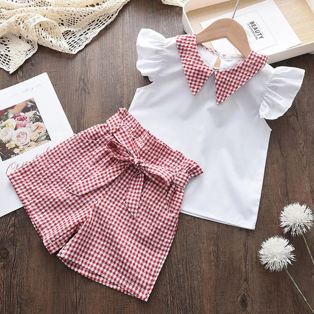 Kids Girls Clothing Sets Summer New Style Brand  Baby Short Sleeve T-Shirt+Pant Dress 2Pcs Children Clothes Suits