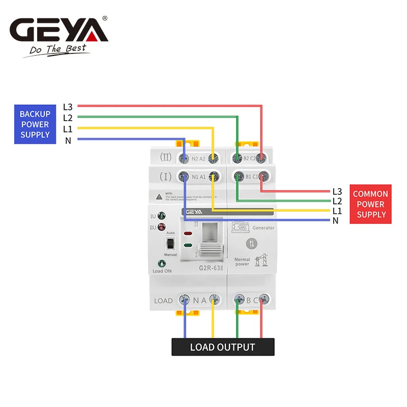 GEYA G2R Din Rail 2P 4P ATS Dual Power Automatic Transfer Switch Electrical Selector Switches Uninterrupted Power 25A 40A 63A