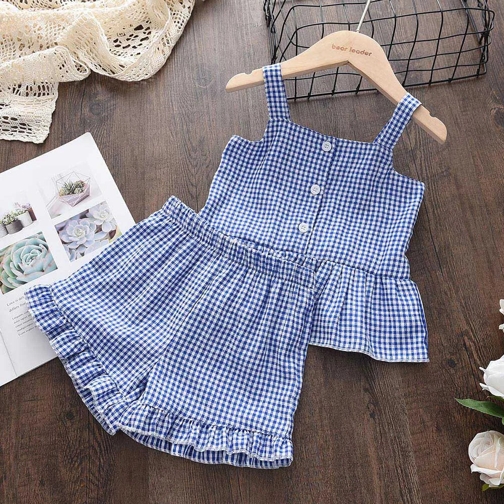 Kids Girls Clothing Sets Summer New Style Brand  Baby Short Sleeve T-Shirt+Pant Dress 2Pcs Children Clothes Suits