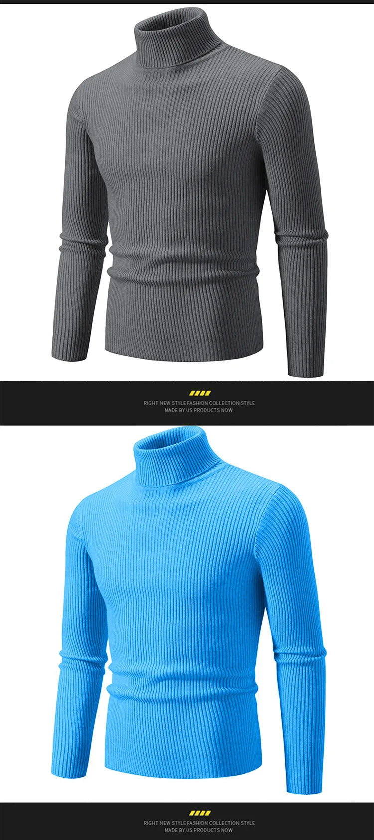 Men Pullovers Tops Turtleneck Sweaters Solid Knitted Full Sleeve Casual Regular Top Knit Thick Splice Slim Fit Autumn Winter