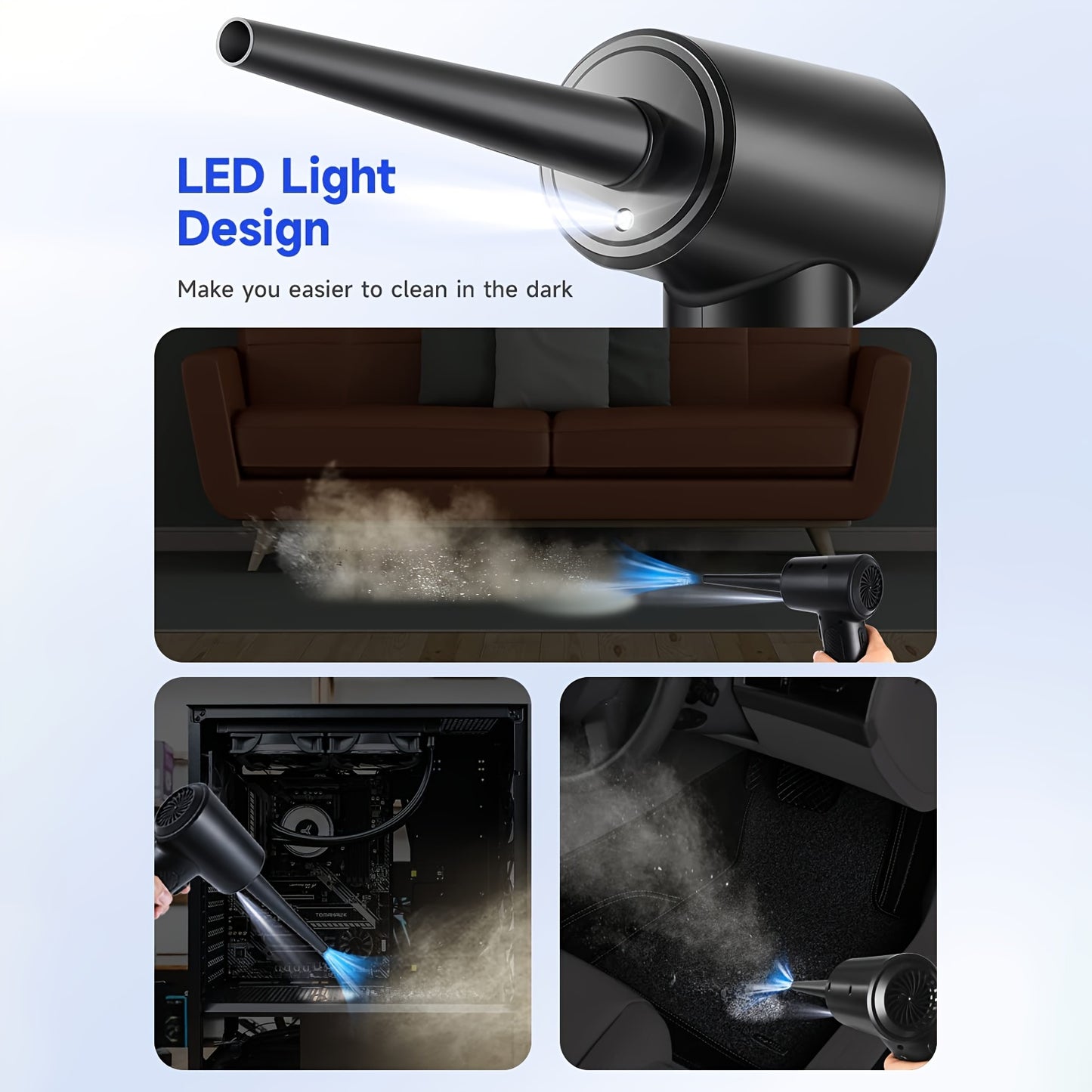 Rechargeable Cordless Air Blower for Easy Cleaning of Electronics and Home Surfaces