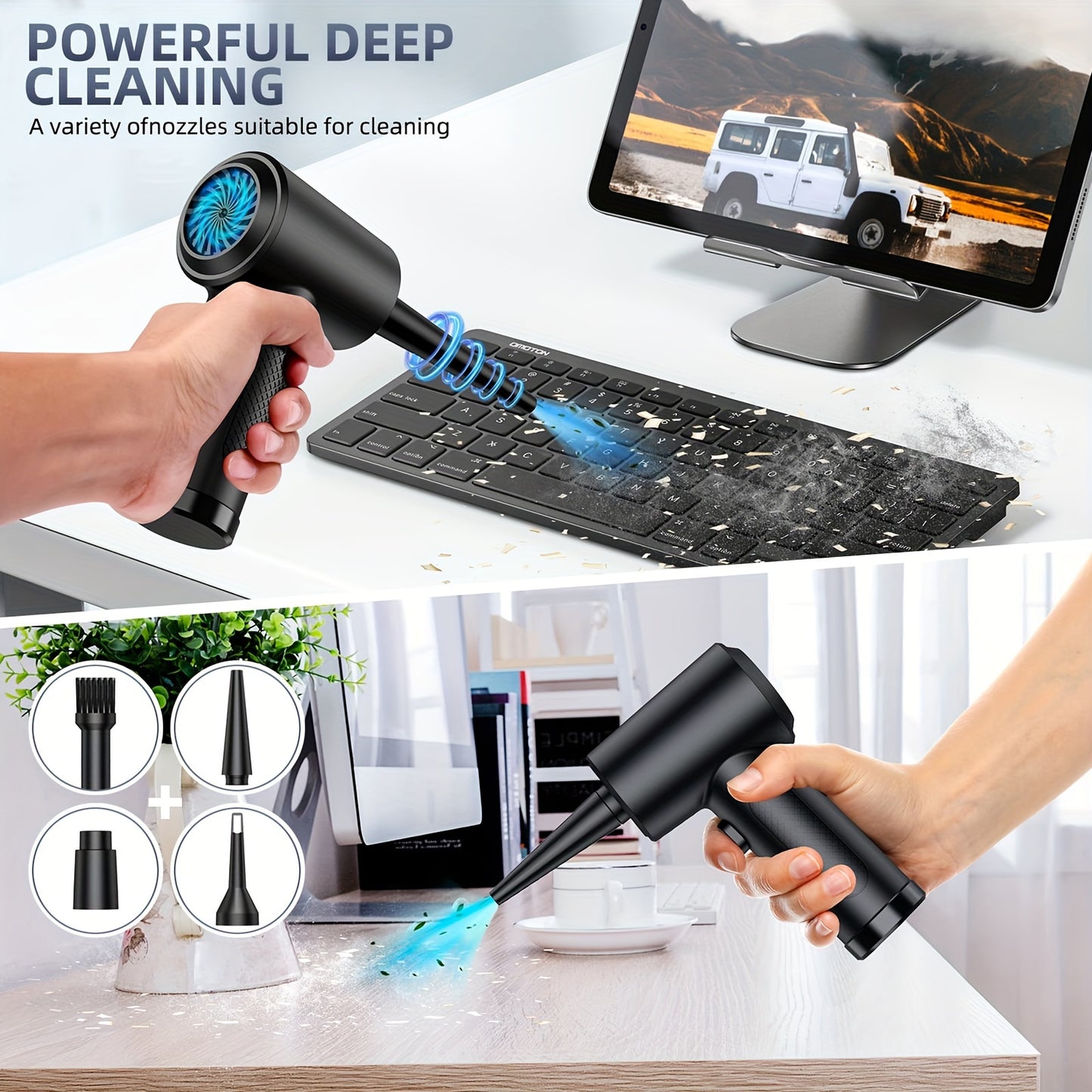 Rechargeable Cordless Air Blower for Easy Cleaning of Electronics and Home Surfaces