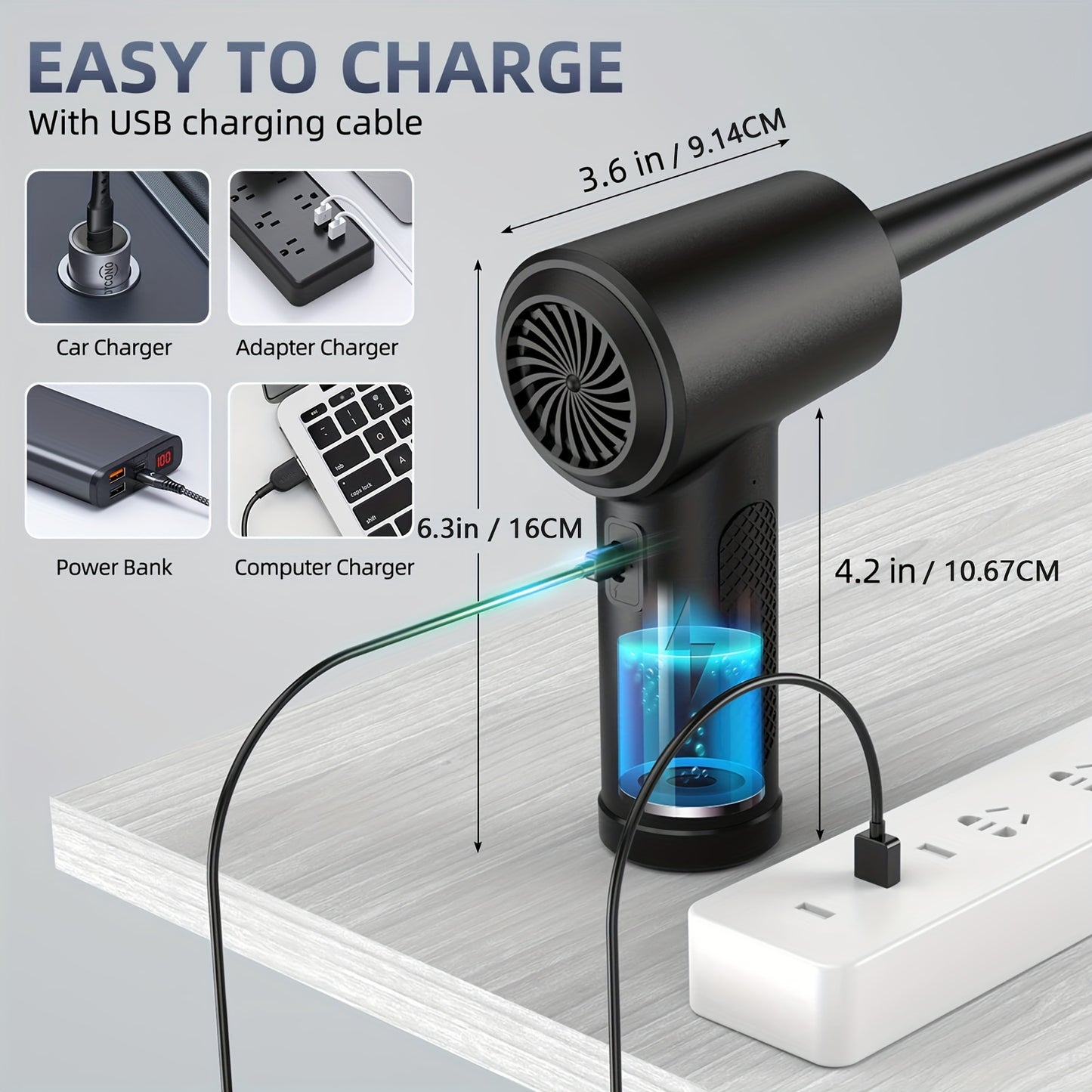 Rechargeable Cordless Air Blower for Easy Cleaning of Electronics and Home Surfaces